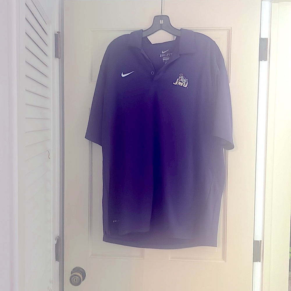 Men’s purple Nike dri fit short jmu logo